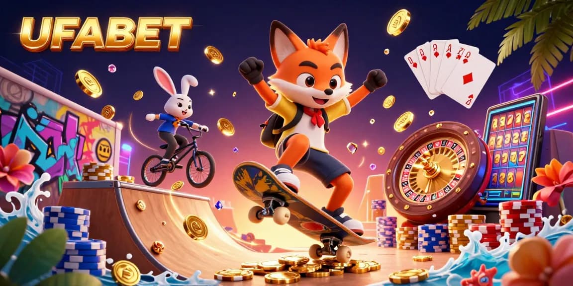 Experience exciting betting with UFABET through vibrant 3D casino illustrations highlighting poker fun.