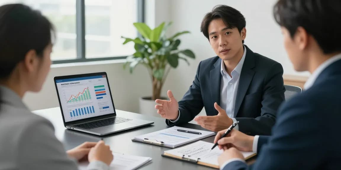Engaging discussion about how to get a merchant cash advance in a modern office setting.