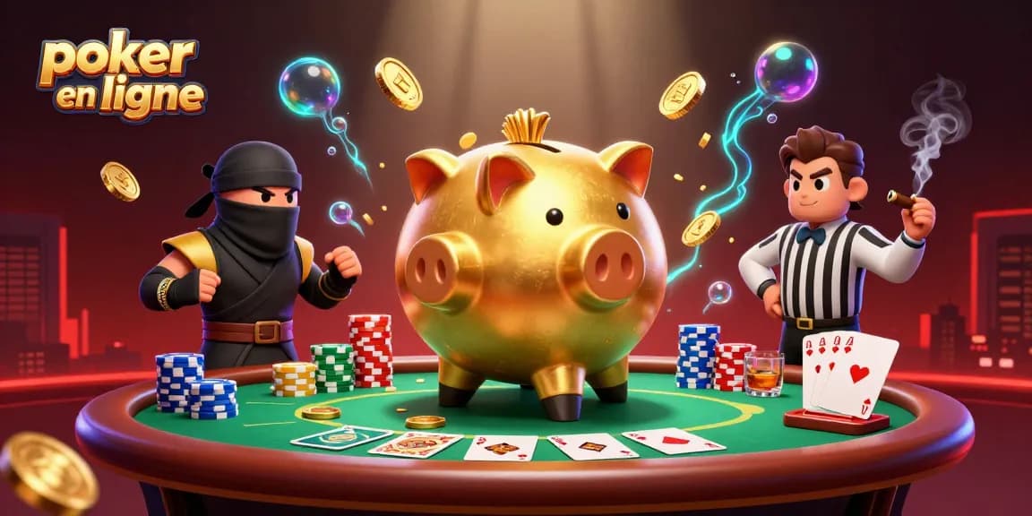 Jouez au poker en ligne avec des personnages amusants et des éléments de jeu captivants.