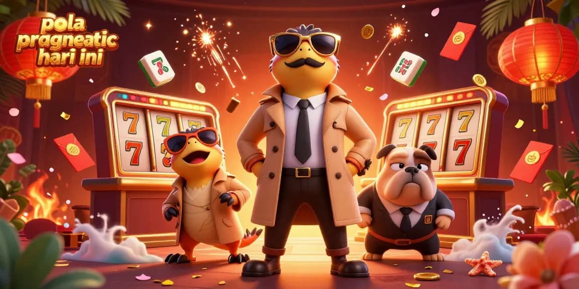 Pola pragmatic hari ini: Three cartoon raptors in a trench coat attempting VIP entry at a vibrant casino, showcasing playful gambling elements.