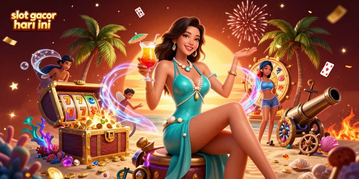 Winning at slot gacor hari ini with vibrant casino activities and celebratory elements.