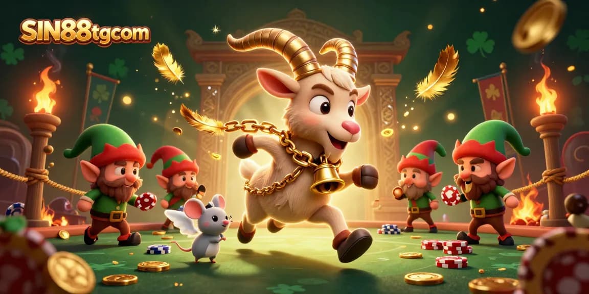 SIN88tgcom presents a festive 3D casino scene with characters in a holiday-horror theme, filled with vibrant elements.