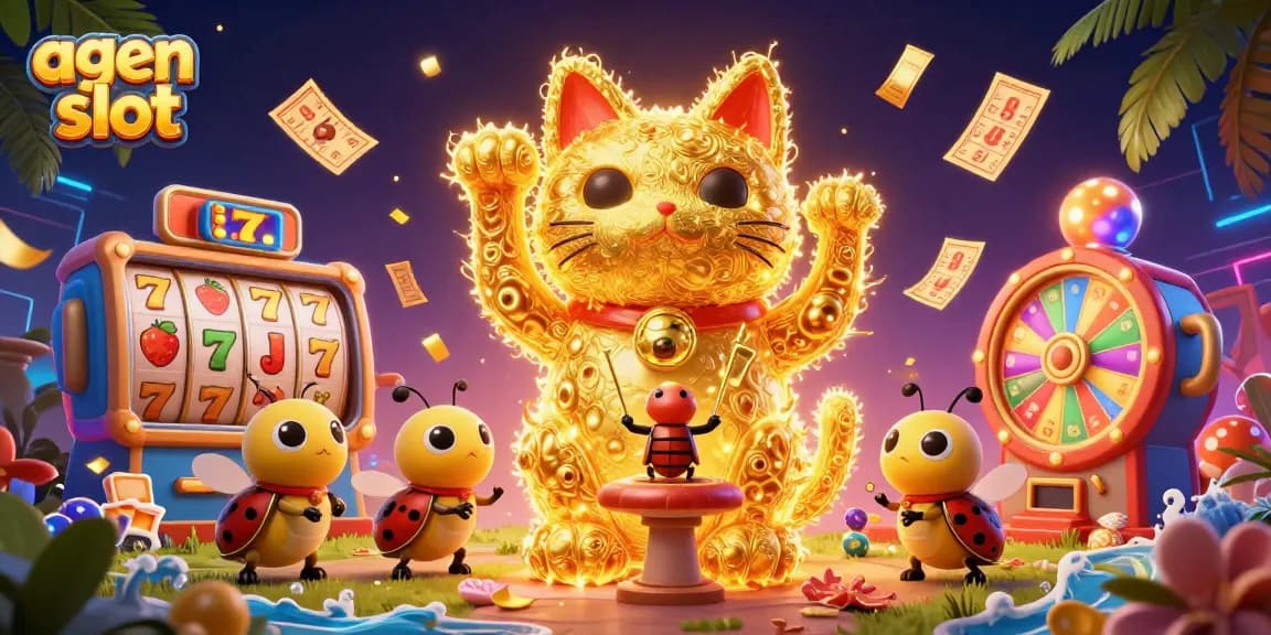Engage with the vibrant world of agen slot featuring golden fireflies and dynamic casino elements.