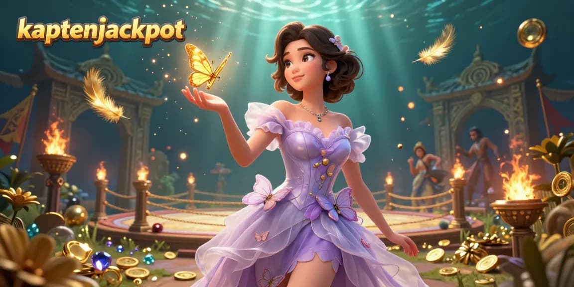 Join the excitement at kaptenjackpot as a stunning Asian woman captivates in a magical gambling atmosphere.