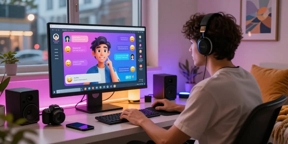Engaging NSFW AI chat interface showcasing vibrant avatars in a cozy digital workspace.
