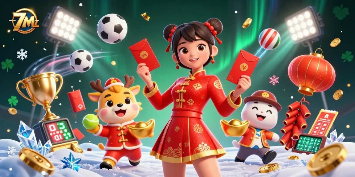 Experience thrilling sports betting excitement with 7M's vibrant dynamic illustration of live action and sports elements.