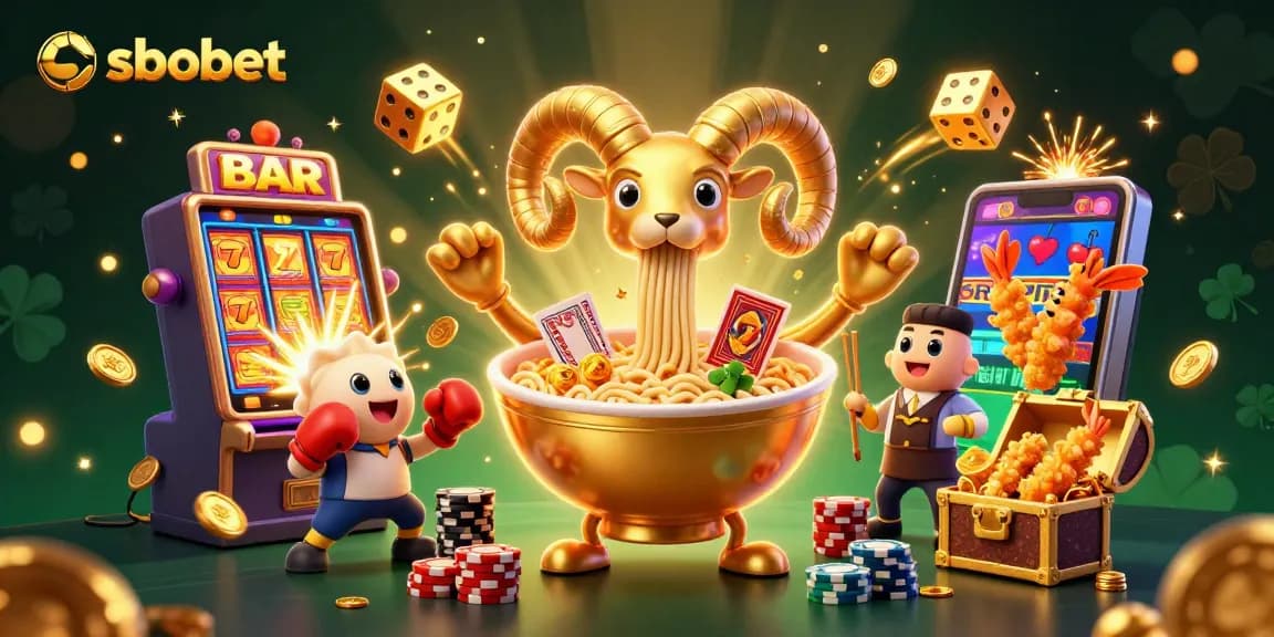 Judi bola di sbobet dengan taruhan menarik, mesin slot berkilau dan karakter kartun unik.