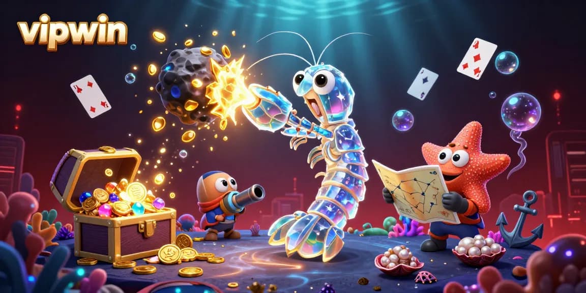 Engage in thrilling gameplay at vipwin, where 3D samurai mantis shrimp battles in a vibrant casino adventure scene.