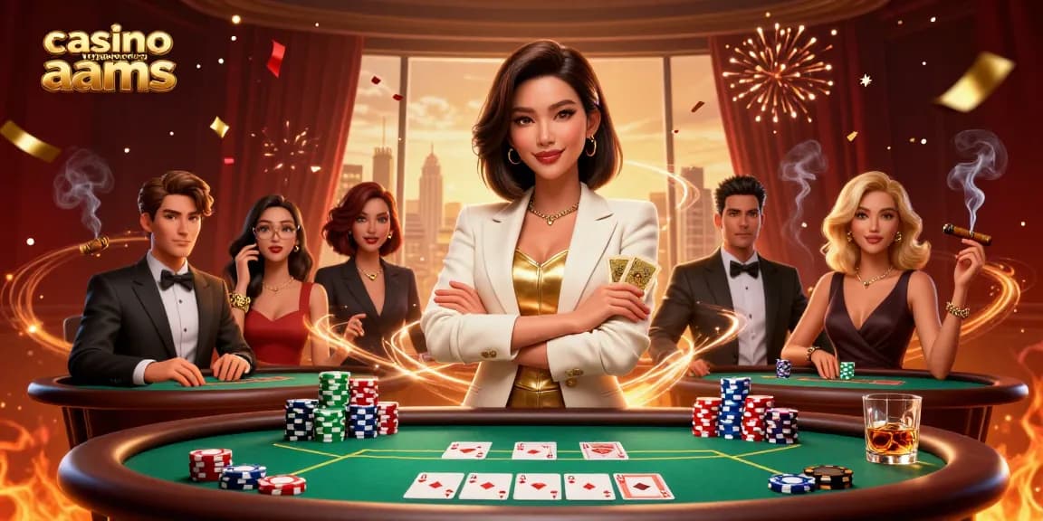 Vivi il brivido nei casino non aams con una donna d'affari alla moda che tiene in mano le carte tra vivaci elementi di gioco.