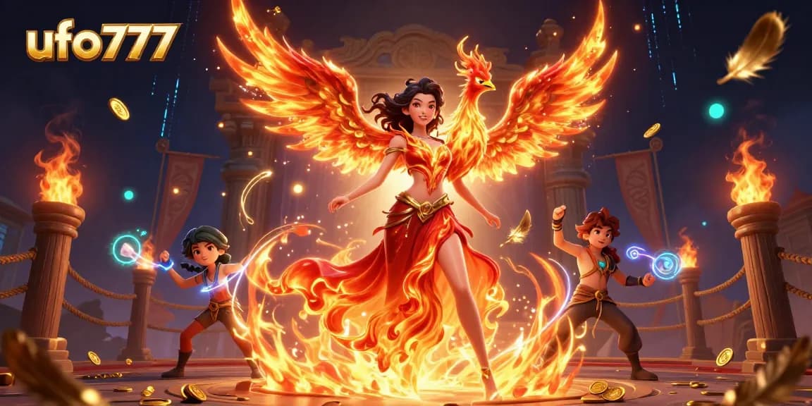 Experience exciting adventures with ufo777 in a vibrant 3D casino setting filled with energy and details.