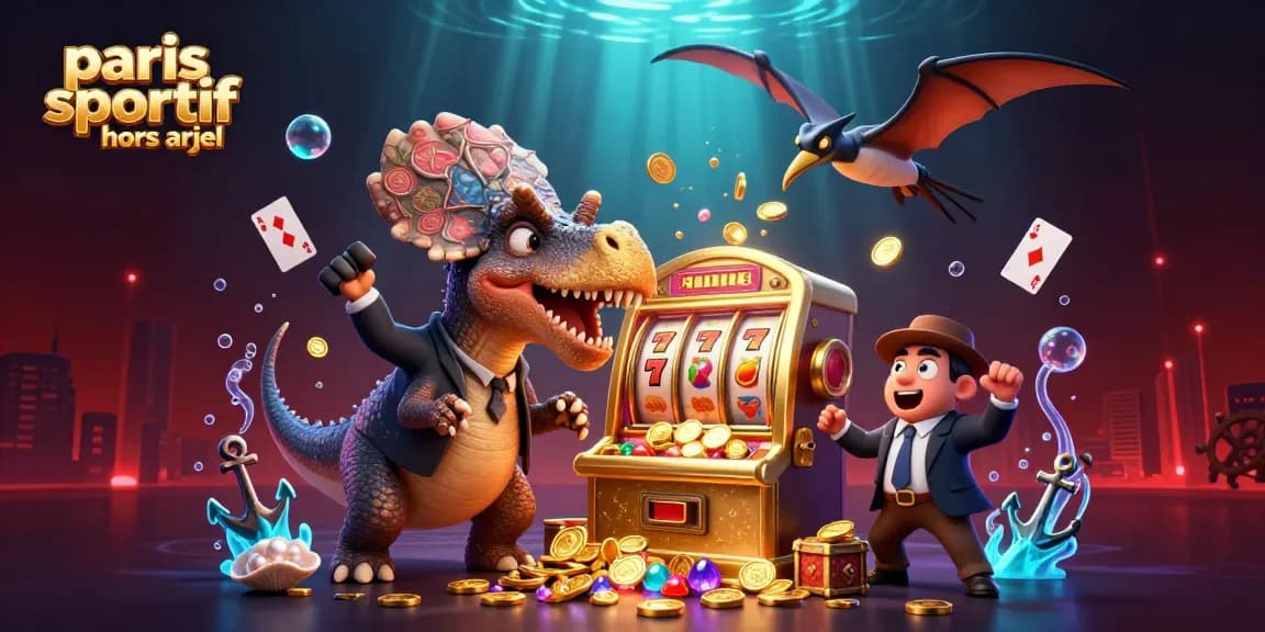 Découvrez des paris sportif hors arjel avec un pachycephalosaurus qui fait jackpot dans un casino sous-marin animé