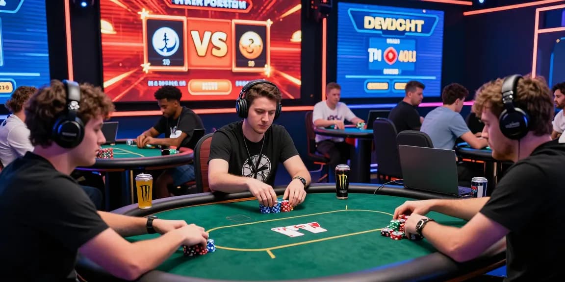 Dewapoker Live Jackpot online poker tournament scene with players, chips, and vibrant graphics.