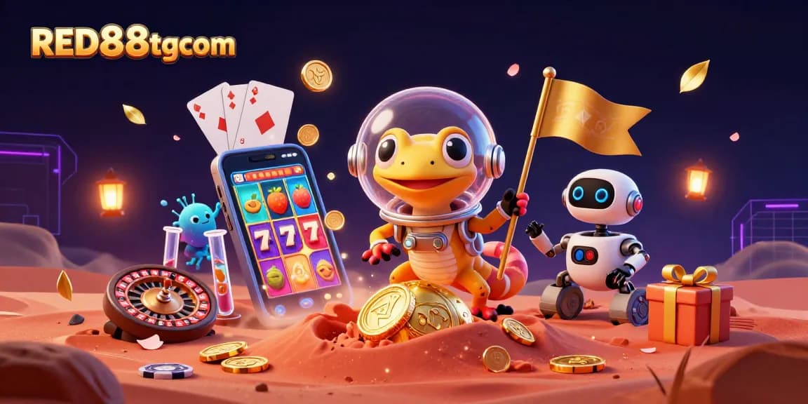 Experience thrilling gameplay at RED88tgcom with vibrant casino elements and a colorful slot game.