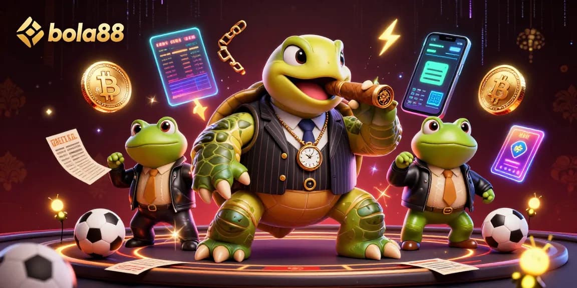 Experience thrilling sports betting action with bola88 in this vibrant 3D casino illustration.