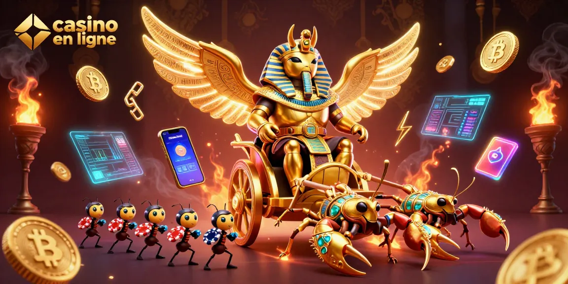 Plongez dans l'univers captivant du casino en ligne avec le scarabée légendaire et des éléments de jeu dynamiques.