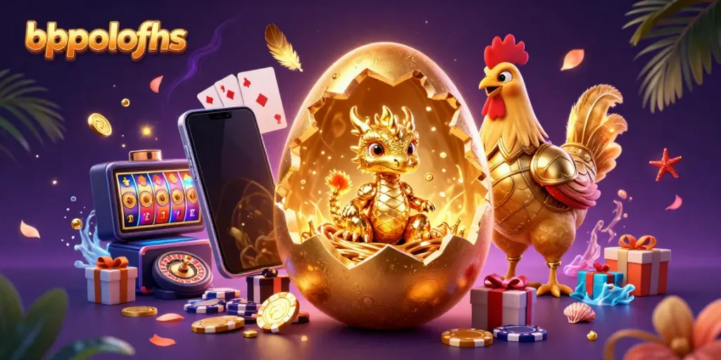 Win big with bppolofhs' vibrant illustration featuring a golden dragon and thrilling gambling elements.