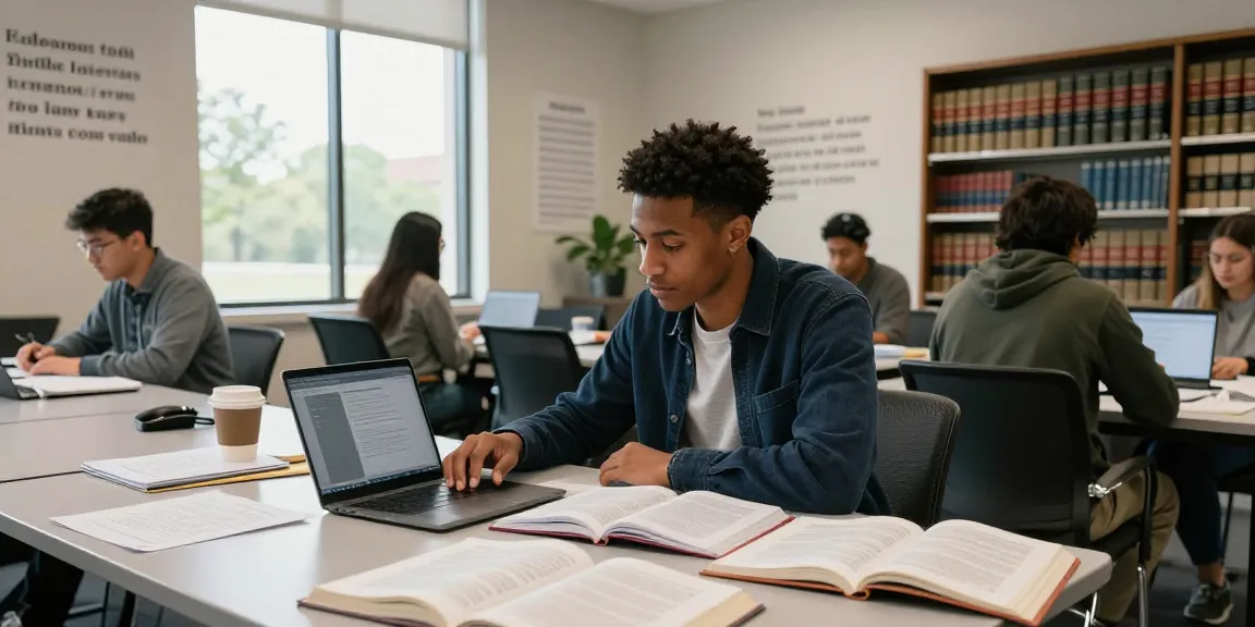 Bradley Robinson Alabama studying in Faulkner University law school, collaborating with peers.