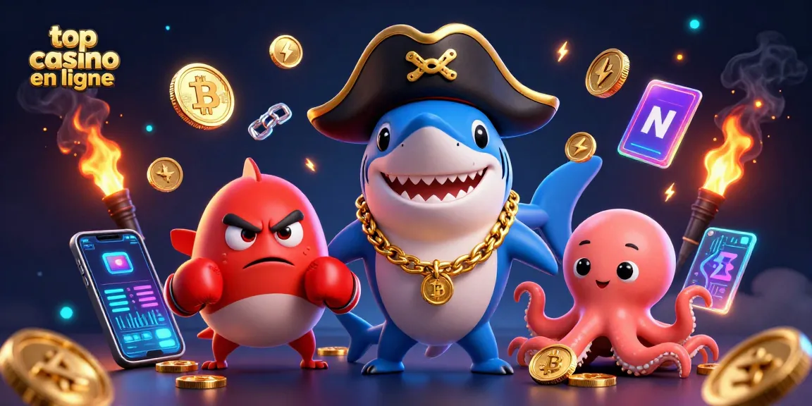 Meilleur casino en ligne : requin, poisson-globe et pieuvre s'affrontent pour gagner des pièces d'or.