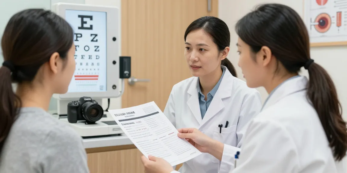 Glaucoma symptoms and treatment consultation in a bright eye clinic.