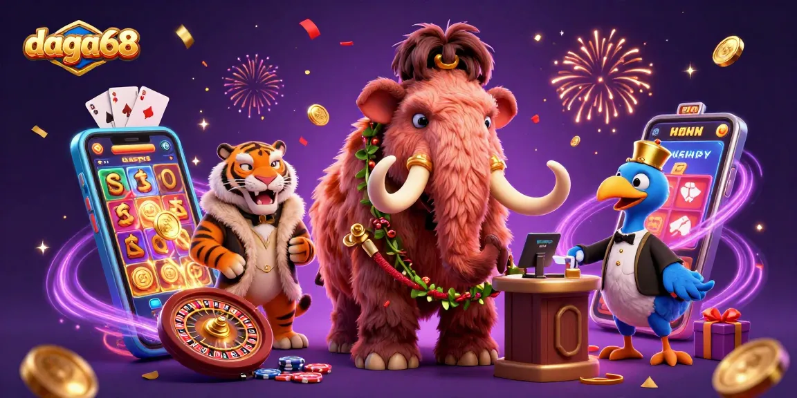 Experience dynamic cockfighting action with daga68 at a vibrant casino scene featuring unique characters.