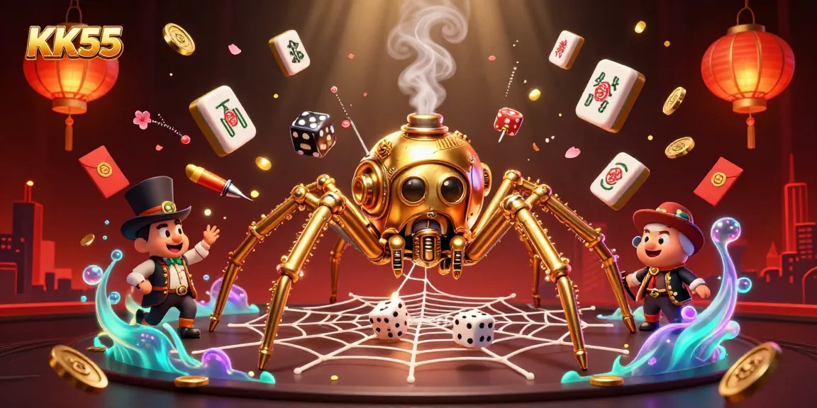 Win big at KK55 with a steampunk spider and enchanting casino elements, showcasing rich visuals.