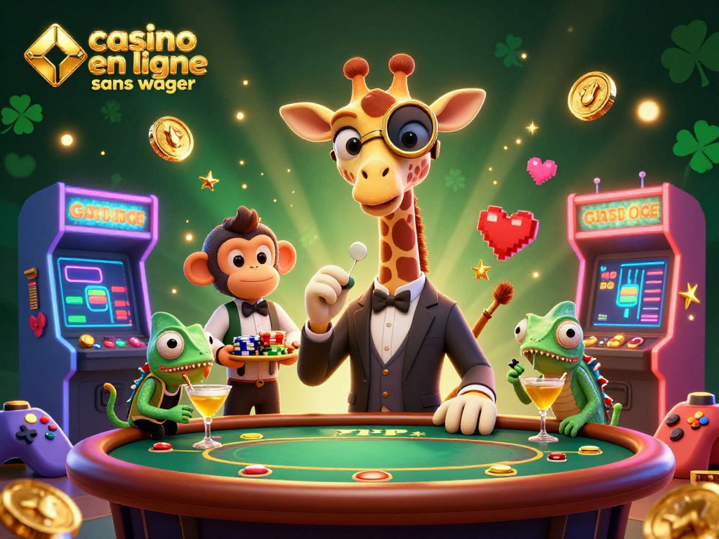 Jouez sans contrainte avec notre casino en ligne sans wager, illustré par un girafe high-roller.
