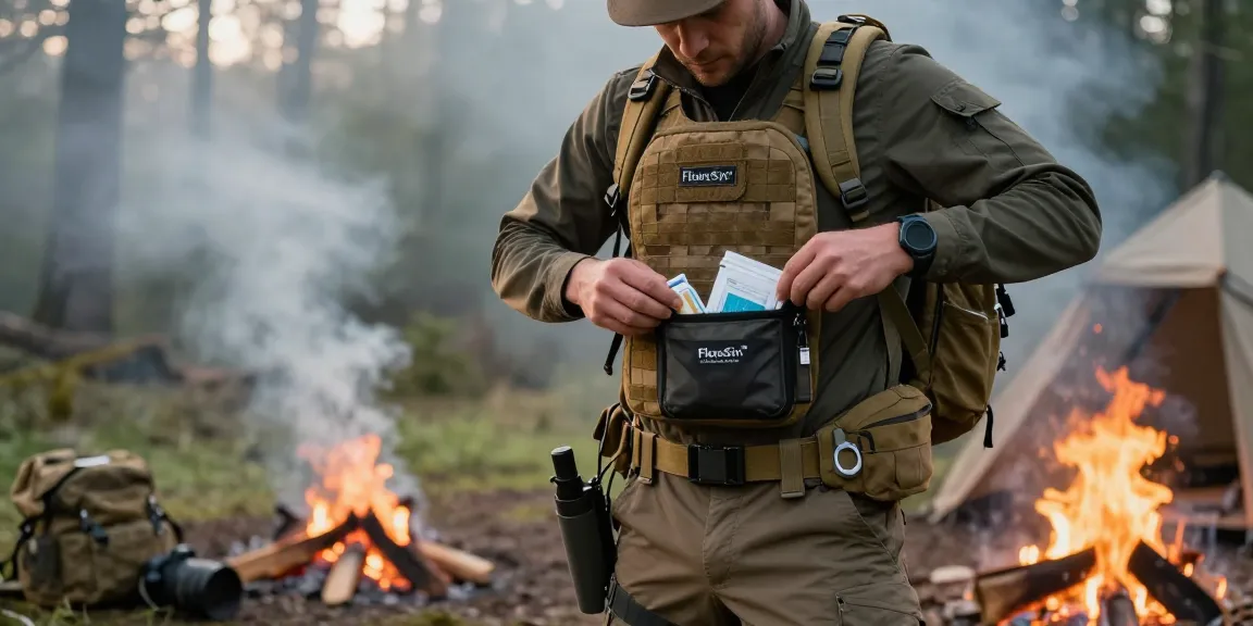 EDC Trauma Kit accessed by adventurer in tactical gear in forest, demonstrating quick deployment.