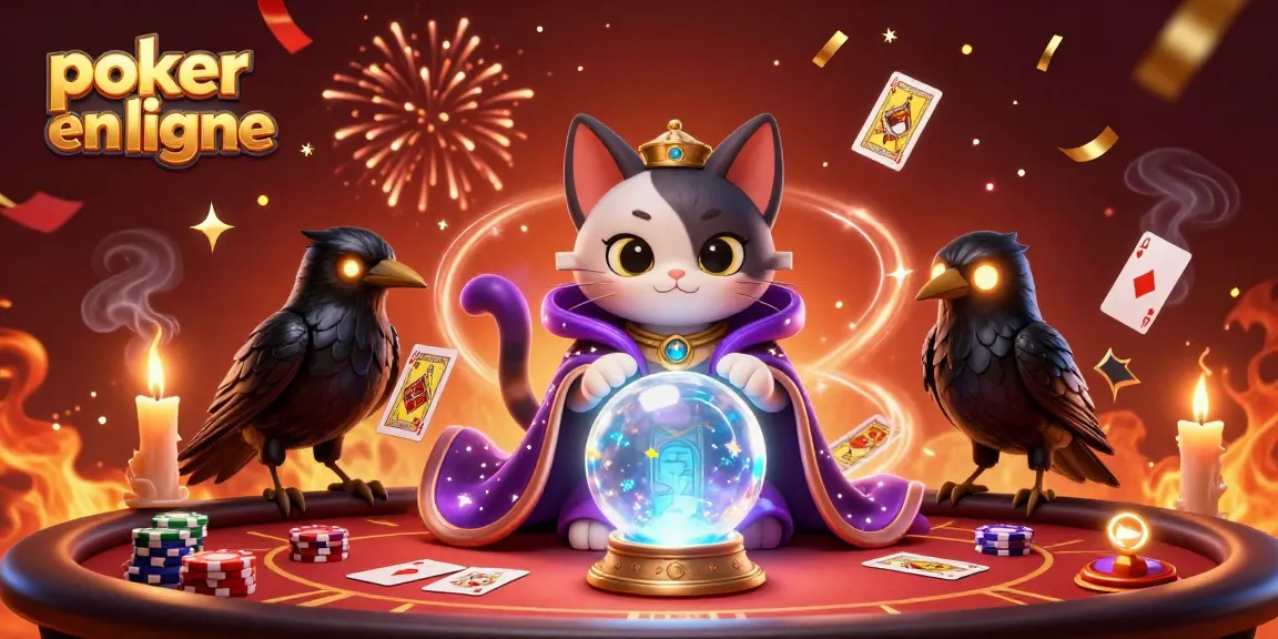 Jouez au poker en ligne sur des tables animées avec une ambiance vibrante et festive, enrichie de couleurs éclatantes.