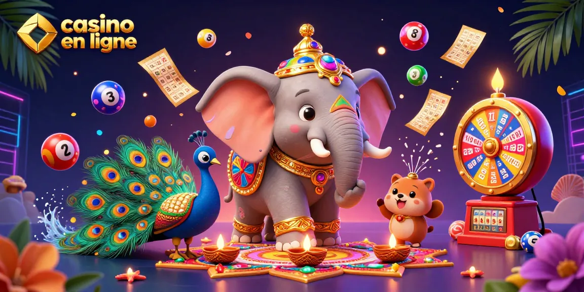 Experience the thrill of casino en ligne through an engaging illustration of festive characters and dynamic game elements.