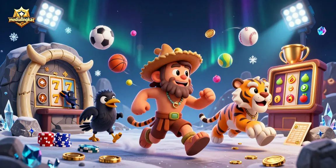 Experience the thrill of gaming at medialingkar with prehistoric-style casino elements, 3D characters, and dynamic visuals.