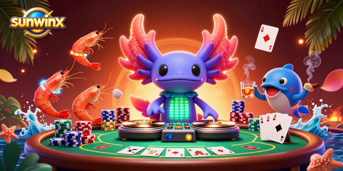 Engage with sunwinx casino adventures featuring vibrant axolotl DJ and poker elements.