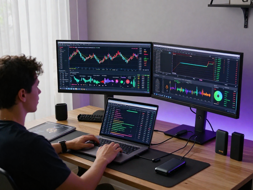 MetaTrader 5 官网的现代加密货币交易工作空间,显示实时交易和分析工具,确保交易安全与效率