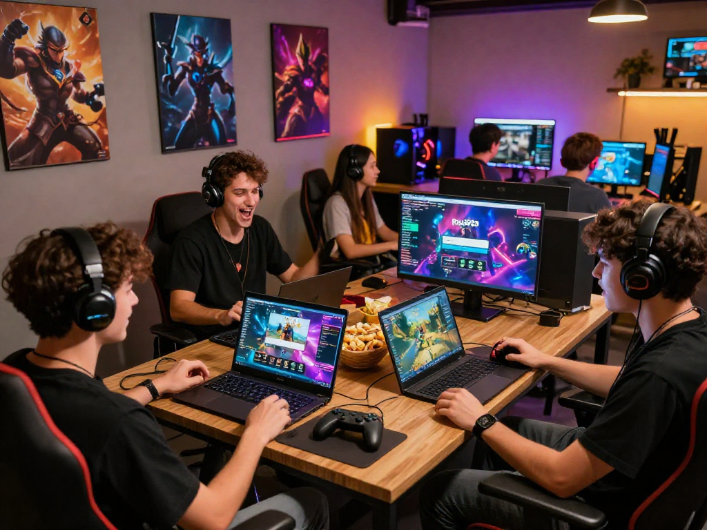 Engaged players enjoying the Raja328 login experience in a dynamic gaming lounge.