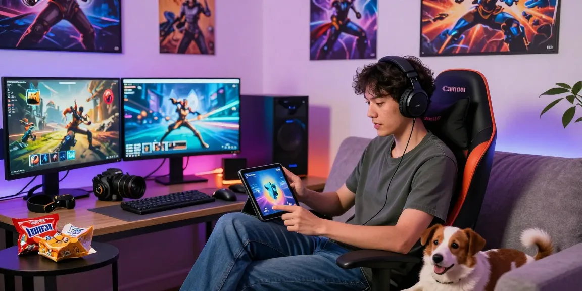Enjoying gaming on indocair platform with a cozy atmosphere and accessories.