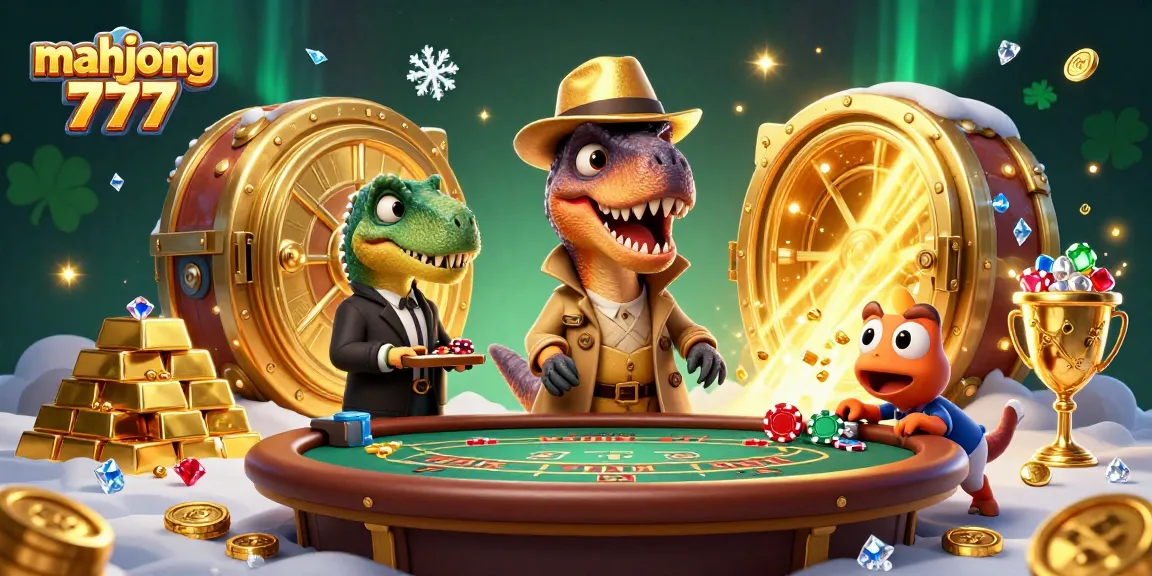 Engage with "mahjong 777" excitement as characters take on thrilling casino action amidst gold treasures.