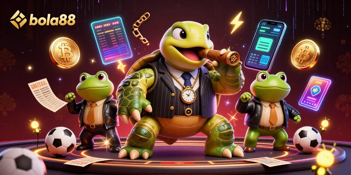 Experience thrilling sports betting action with bola88 in this vibrant 3D casino illustration.