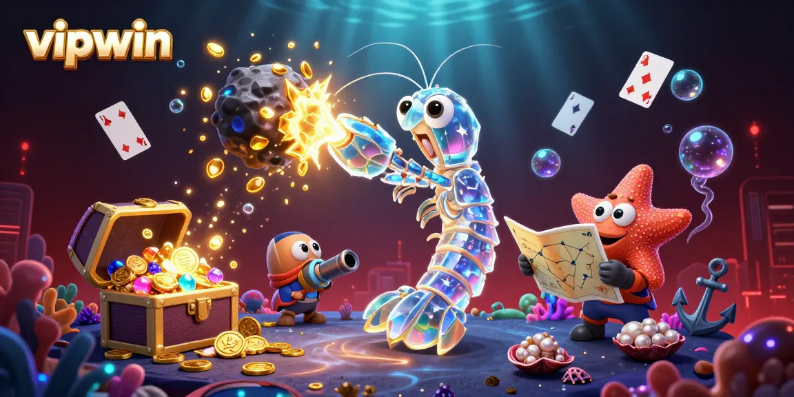 Engage in thrilling gameplay at vipwin, where 3D samurai mantis shrimp battles in a vibrant casino adventure scene.