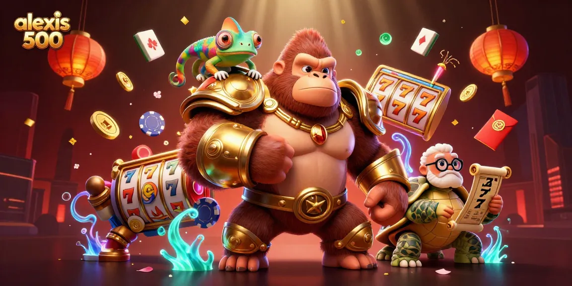 Engage in thrilling gameplay at alexis 500 with vibrant slot reels, animated characters, and dynamic casino elements.