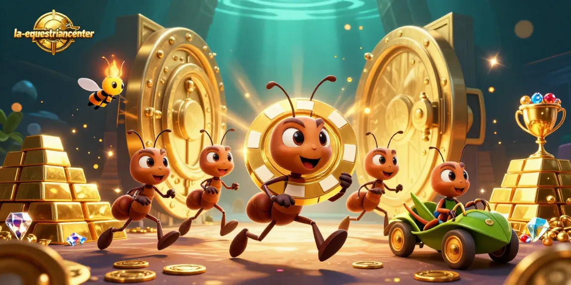 Experience thrilling heists at la-equestriancenter with cartoon ants and sparkling casino treasures.