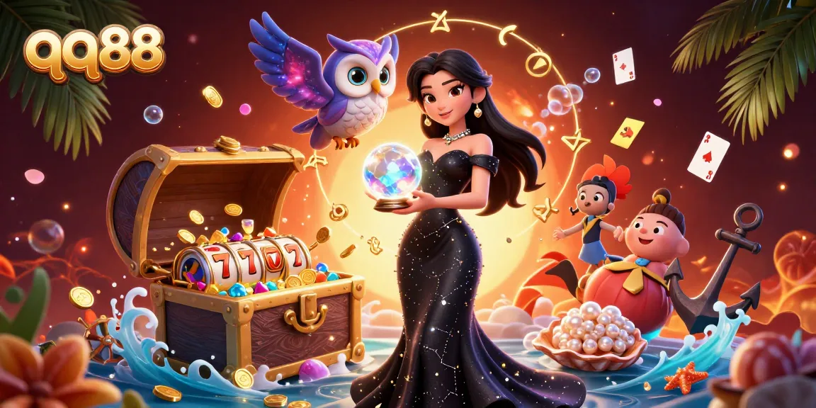 Engage in thrilling gaming experiences with qq88's vibrant casino illustrations featuring captivating elements.
