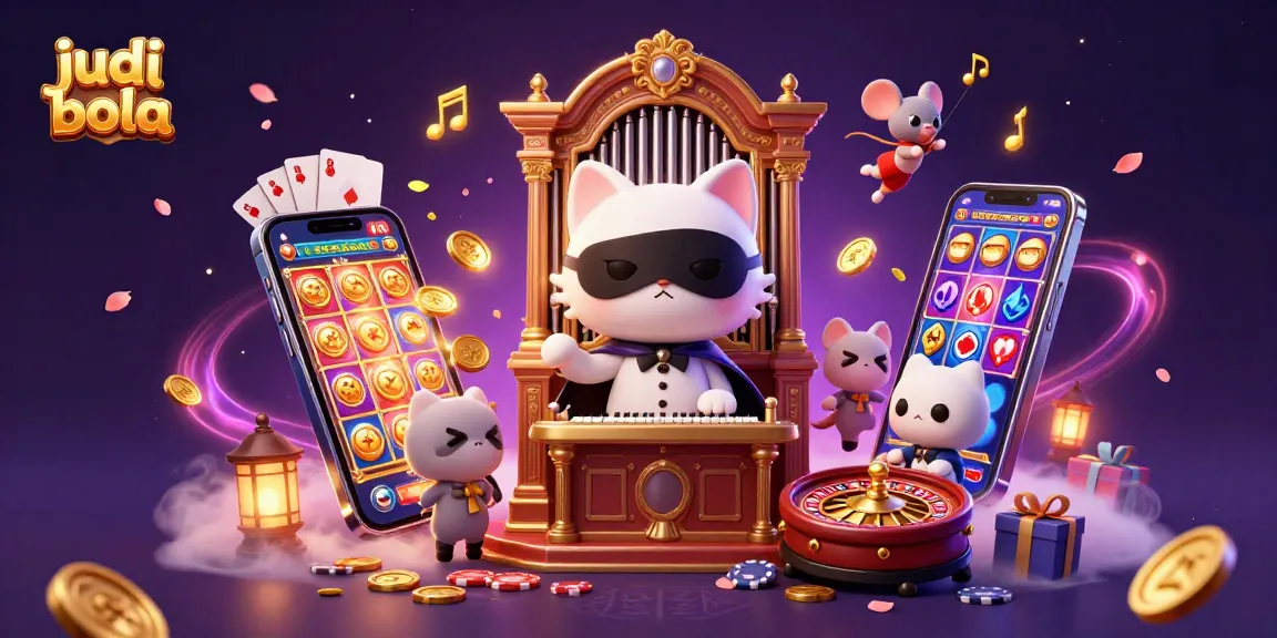 Engage with judi bola through a vibrant 3D casino scene showcasing playful characters and dynamic gaming elements.