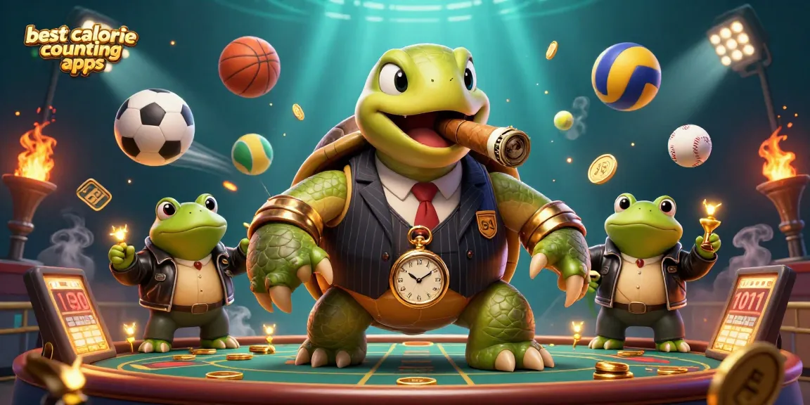 Engage with the best calorie counting apps in a vibrant casino-themed illustration, featuring dynamic sports elements.