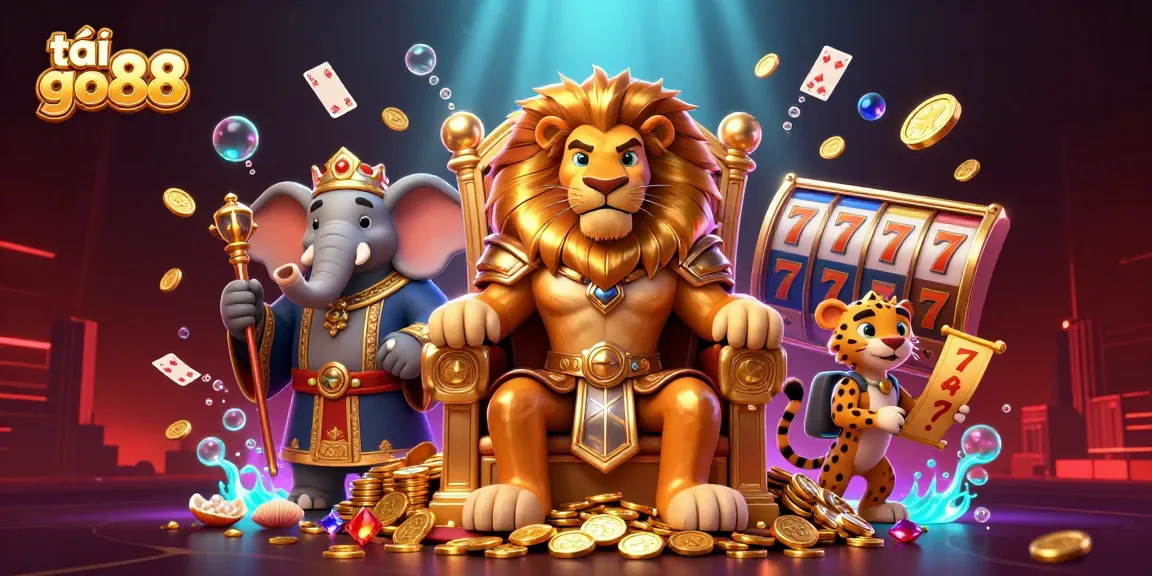 Experience the thrill of casino gaming with tải go88 as a lion king rules the table amidst vibrant slot games.