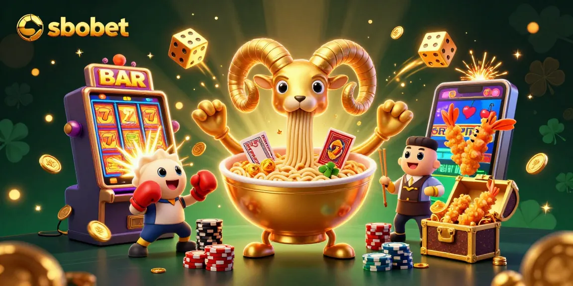 Judi bola di sbobet dengan taruhan menarik, mesin slot berkilau dan karakter kartun unik.