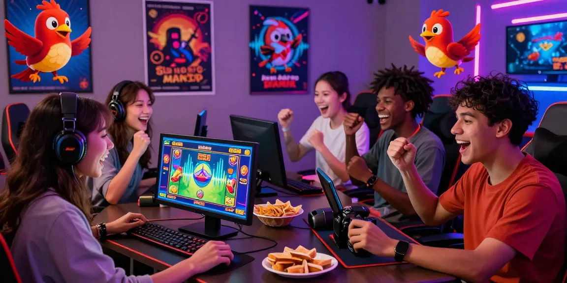 Friends playing haha178 online slot games in vibrant atmosphere