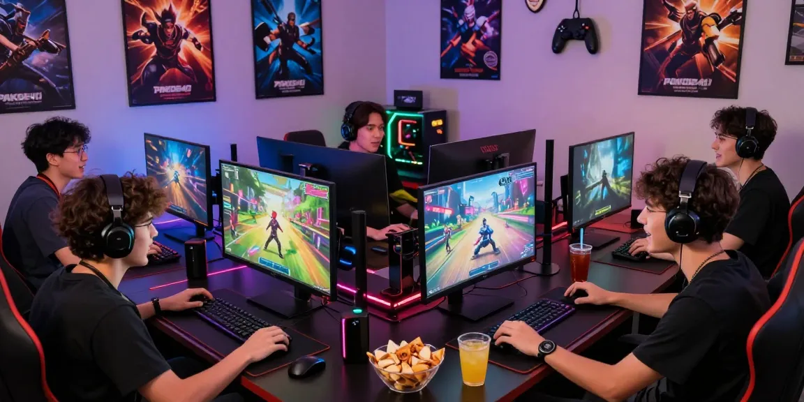 Friends enjoying immersive gaming on PAKDE4D platform in a lively setting.