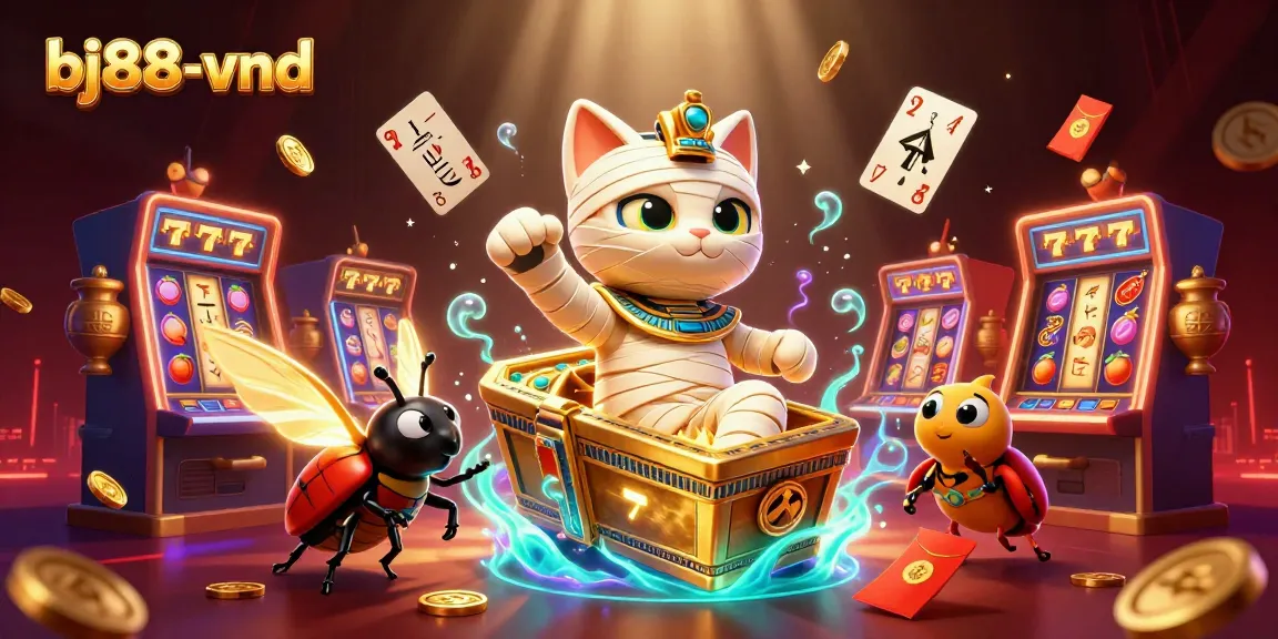 Engage with exciting casino action at bj88-vnd featuring a vibrant mummy cat and captivating game elements.