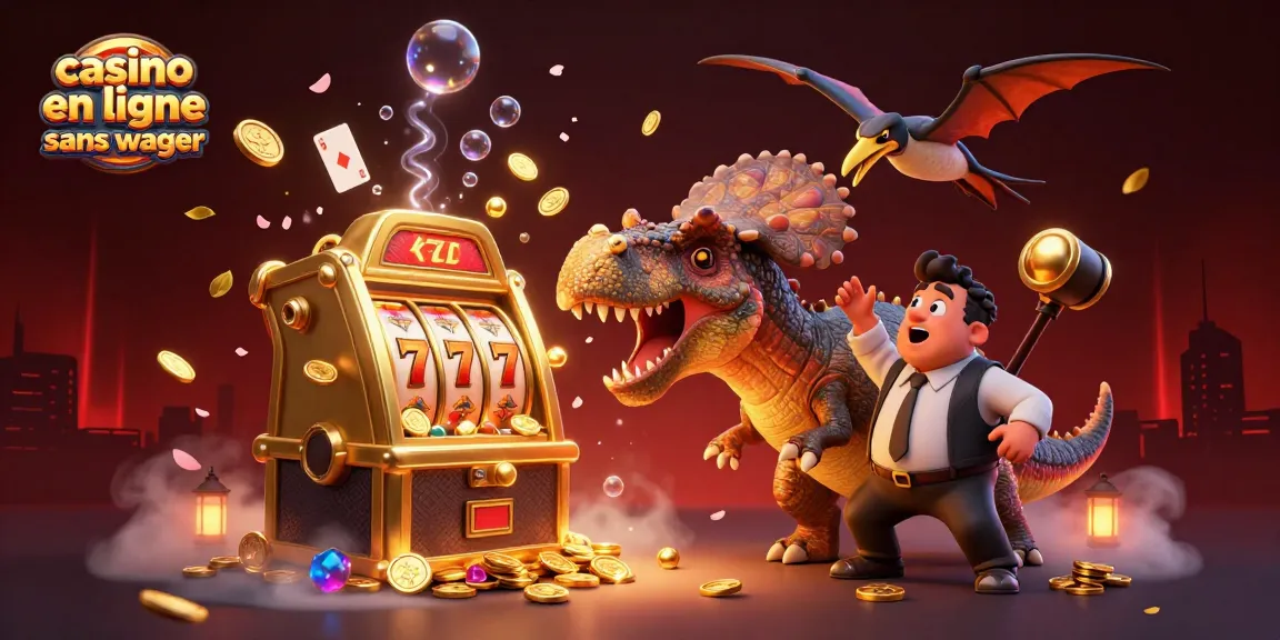 Casino en ligne sans wager : illustrant un pachycephalosaurus gagnant un jackpot avec des pièces d'or.