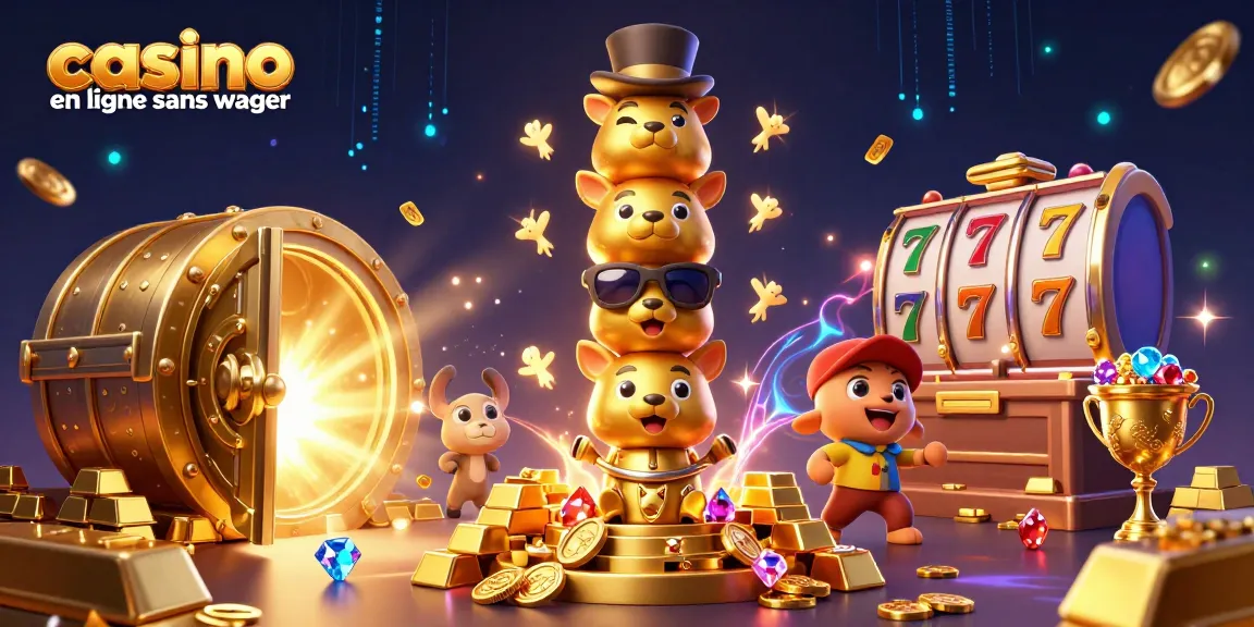 Plongez dans l'univers du casino en ligne sans wager avec des éléments éclatants et un totem ludique captivant.